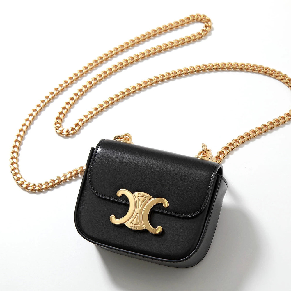 Celine Shoulder Bag Chain Claude Triomphe Crossbody Leather